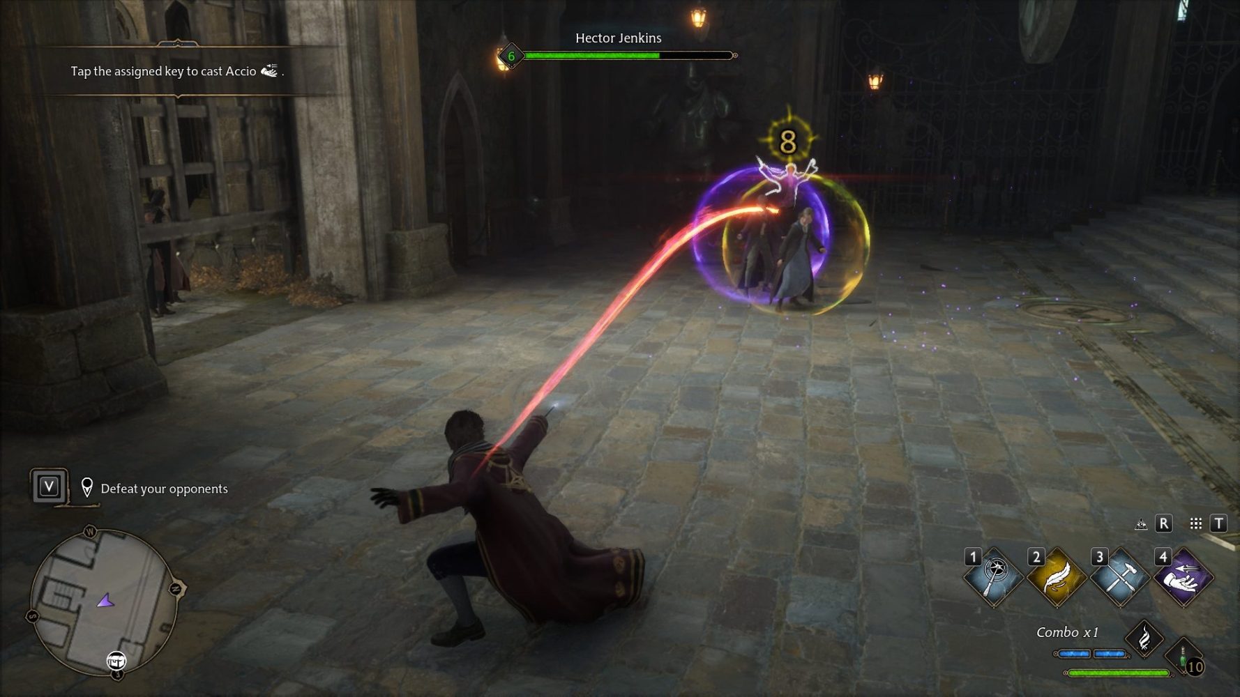 Hogwarts Legacy UX Review - A screenshot of Hogwarts Legacy game. A character casting spells.