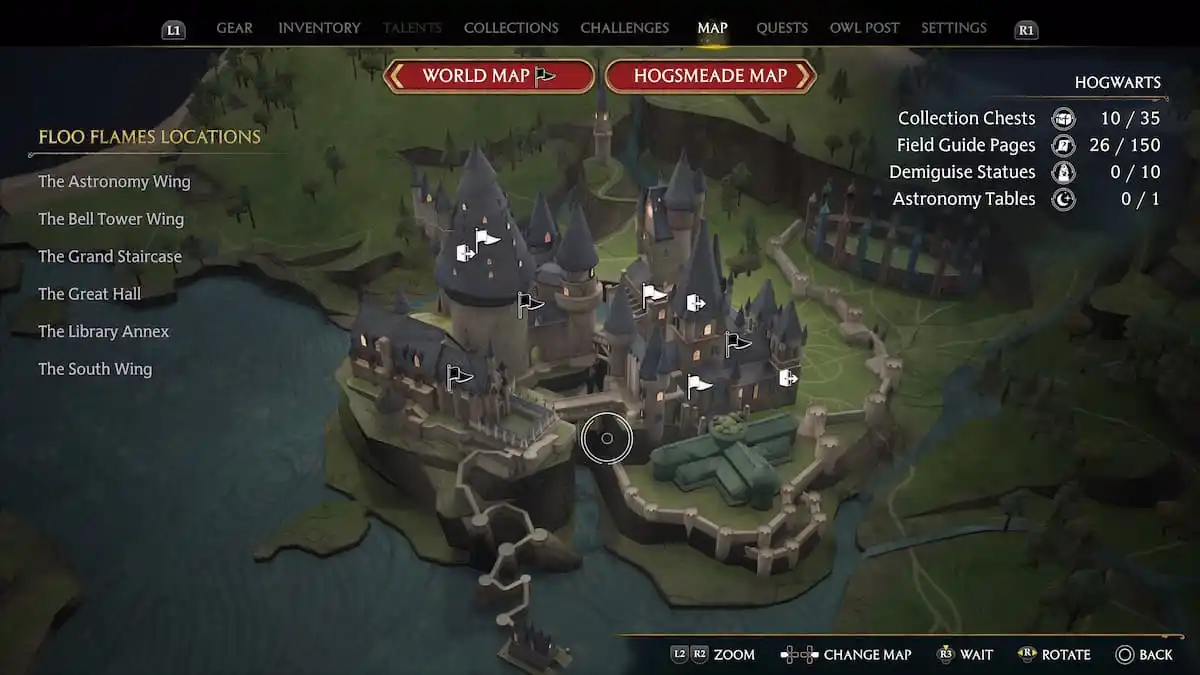 Hogwarts Legacy UX Review - 3D Map from Hogwarts Legacy Game that caused some friction between players.