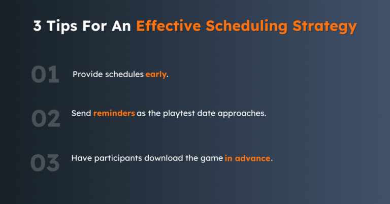 graphic that presents the tips for scheduling the multiplayer playtest
