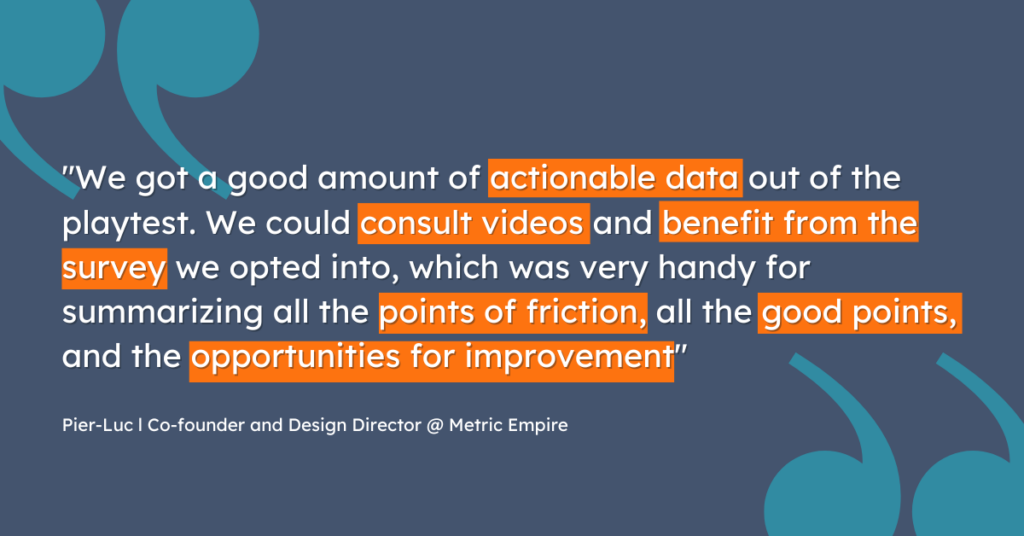 An image showing the quote that explains Metric Empire's results
