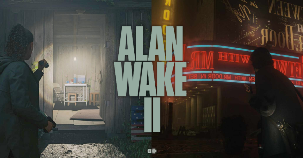 An image showing Alan Wake 2 logo and gameplay