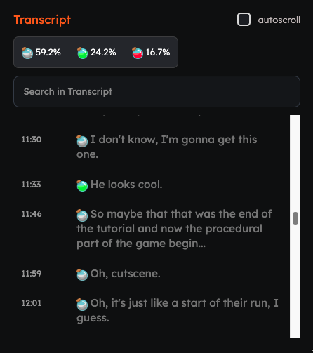 A screenshot of our transcript feature